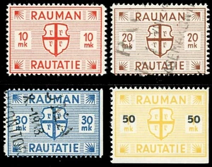 Finland Railway Stamps - Rauman Rautatie / Rauma - 1945 - 4 Diff. - Picture 1 of 1