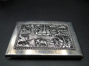 Porte cigarettes ancien Argent 800 Vietnam 1953 1er Peloton Militaria - Picture 1 of 4