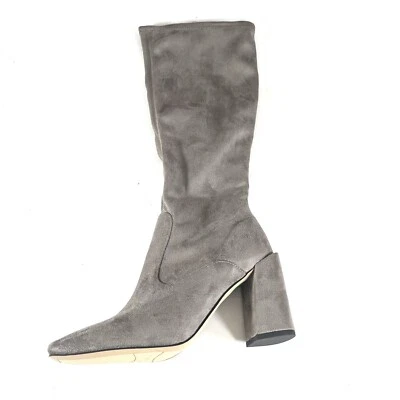 Franco Sarto Mujer Hilo Botas Hasta la Rodilla Puntera Cuadrada Gris Gamuza Talla 7 M Nuevas Foto 1 de 4