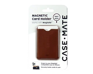 Case Mate Magnetic Card Holders Cognac Leather Securely Hold Cards/Cash - Picture 1 of 2