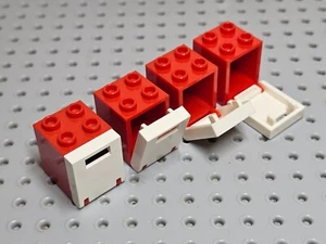 Lego Container, Box 2x2x2, Open Studs [4345b] Red & Door [4346] White x4 - Picture 1 of 12