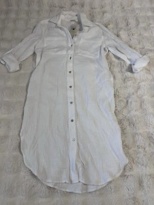 MAGASCHONI 白色棉质大码束腰上衣衬衫衬衫 XS 码 — 第 1/3 张图片