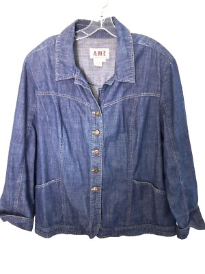 Chaqueta de mezclilla ligera vintage AMI 100 % algodón para mujer 2X Hippie Boho Western Foto 1 de 4