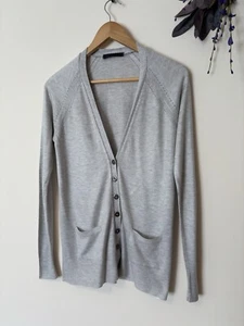 M&S Light Grey, Long Sleeve, V-neck Cardigan Size 8 - Picture 1 of 9