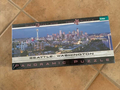 Seattle Washington 750 Pieces 3 Feet Wide Panoramic Puzzle Buffalo Games NEW - Image 1 of 3