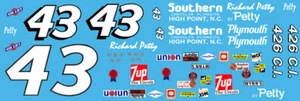 Calcomanías Nascar #43 Richard Petty Southern Chrysler Plymouth escala 1/24 - 1/25 - Imagen 1 de 3