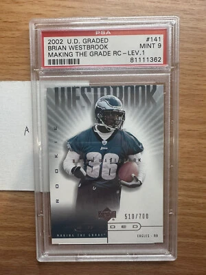 Brian Westbrook 2002 Upper Deck UD Graded Rookie RC #141 PSA 9 /700 SP Eagles A - Image 1 of 2