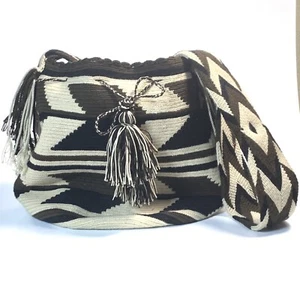 Mochila Wayuu Crossbody Bag Colombian Woven Bucket Handmade Tassels Fringe - Picture 1 of 8