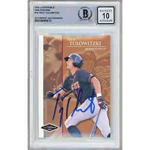 2005 Justifiable Preview #16 Troy Tulowitzki Signed Card BGS AUTO -10 Rockies - Picture 1 of 5