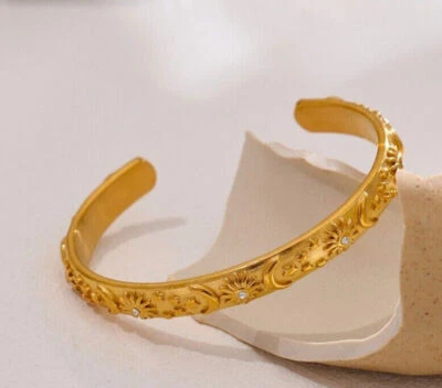 Plated Bracelet/Earrings Cubic Zircon Jewelry Sun Moon Star Celestial Cuff Women - Image 1 of 4