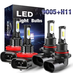 Combo 9005+H11 LED Headlight Kit Light Bulbs High Low Beam 10000K Bright White - Foto 1 di 16