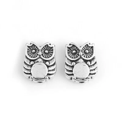 Tibetan Silver Spacer Beads Owl 10mm x 8mm Double Sided 20 Or 40pcs SPB22 - Image 1 of 2