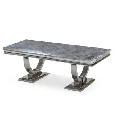 Ariana coffee Table with Grey Marble Top and chrome circle leg, 120 wide - Image 1 of 2