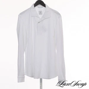 LNWOT G. Inglese x NMWA Optic White Hex Knit Miami Collar L/S Polo Shirt 16 NR - Imagen 1 de 6