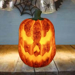 Flickering Halloween Pumpkin Flameless Candle Light Pumpkin Smiley LED Orange... - Picture 1 of 7