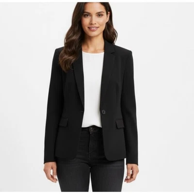 Blazer para mujer Liz Claiborne 10P negro botón frontal chaqueta de carrera ropa de trabajo Foto 1 de 4