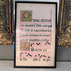 ANTIKES ILLUMINIERTES MANUSKRIPTSEITENBUCH mit GESÄNGEN (ANTIPHONAL) 21" x 32 3/4" - Bild 1 von 17