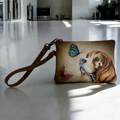 Muñequera Anuschka Paris Night, Puppy Love NUEVA CON ETIQUETAS RARA pintada a mano Foto 1 de 4