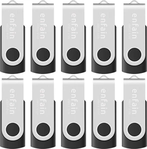 Enfain 2GB USB 2.0 Black Flash Drives Bulk 10 Pack Small Capacity Thumb Drives S - Picture 1 of 13