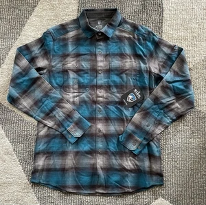 Kuhl The Law Flanell Blue Lagoon Langarm Button Down | Blau Grau | Gr. M Neu mit Etikett - Bild 1 von 7