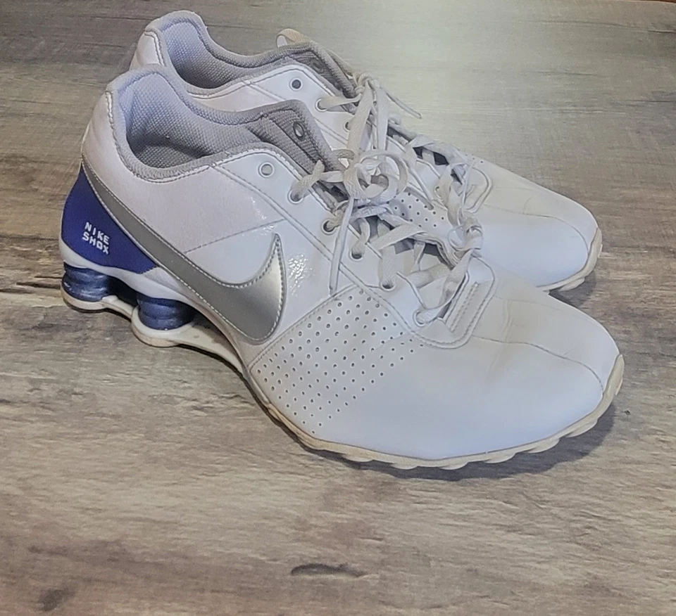 Nike Shox Deliver 317549-104 Para mujeres Blanco Azul Cuero Tenis Zapatos Talla 8.5 Foto 1 de 4