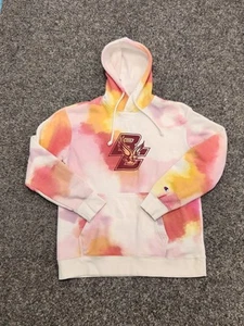 BOSTON COLLEGE Champion Sweatshirt Women Medium White Red Gold Tie Dye Eagles - Picture 1 of 11