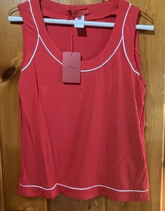 Camiseta sin mangas Les copains mujer viscosa roja sin mangas blanca talla 46 nueva con etiquetas - Imagen 1 de 7