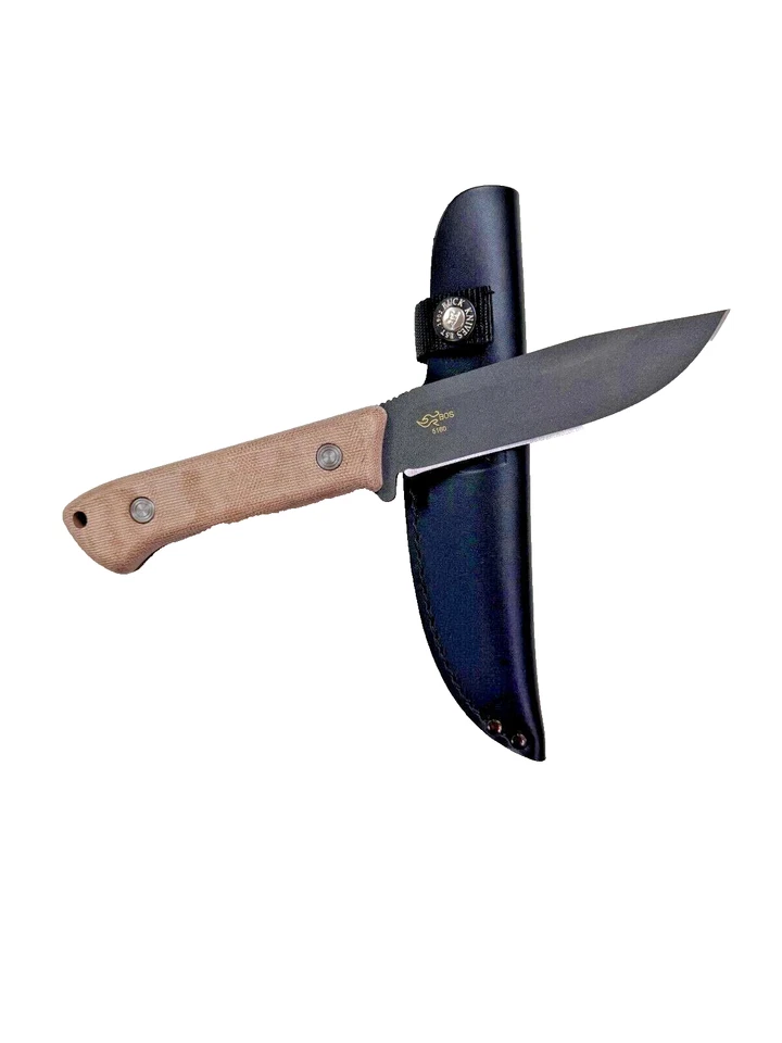 Cuchillo de campamento Buck 104 Compadre punto de caída fijo mango Micarta funda 0104BRS1-B Foto 1 de 1