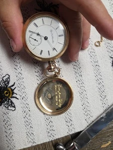 Antiguo reloj de bolsillo Elgin BW Raymond relleno de oro - Imagen 1 de 4