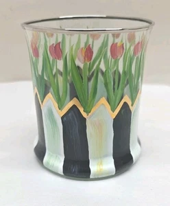 Mackenzie Childs Tulip  Circus Tumbler 8oz Old Fashioned NWT 4" - Picture 1 of 5