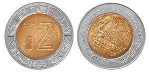 Mexico 2 Pesos, 1996-2024, KM #604, Mint - Picture 1 of 3