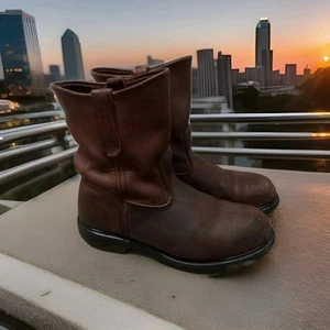 Red Wing Steel Toe Boots ASTM 2413 Size 9 E3 Brown Leather PECOS Pull On - Picture 1 of 22