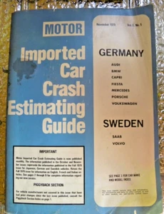 Motor Imported Car Crash Estimating Guide, November 1979 Manual Germany Sweden - Picture 1 of 4