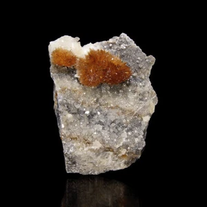 Fluorescent Aragonite crystals on matrix from Eugi - Navarre - Picture 1 of 4