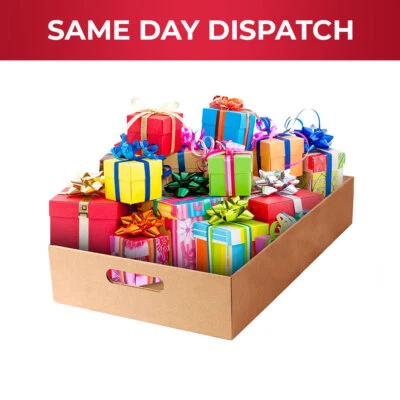 Cardboard Christmas Gift Hamper Patch Handle Empty Trays for Treat Drinks Gifts - Image 1 of 4