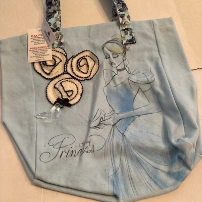 Nuevo Disney Princesa Cenicienta Zapato Azul Bolso de Mano Mango Florido Nuevo Con Etiquetas Foto 1 de 4