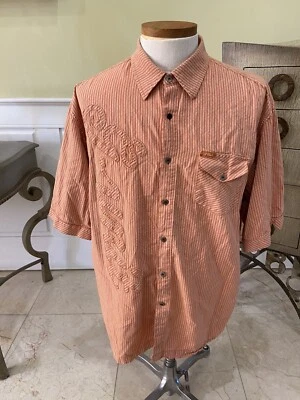 G-Unit Clothing Co. Short Sleeve Button Down Orange/ White Shirt Men's Size XXXL - Image 1 of 4