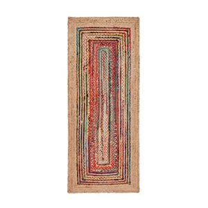 Rug Runner Jute Cotton Braided Rectangle 100%Natural Jute Handmade Rustic Carpet - Picture 1 of 10