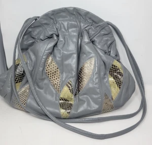 Cartera de cuero vintage años 80 López Camacho gris estampado de serpiente retazos - Imagen 1 de 16
