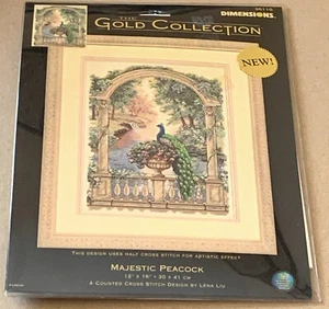 Dimensions Gold / Lena Liu "Majestic Peacock" Floral Cross Stitch Kit 12x16" - Bild 1 von 2