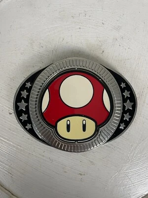 Super Mario Bros Nintendo 2011 Reversible Green/Red Mushroom Belt Buckle - Image 1 of 4