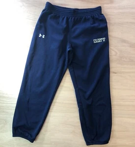 Womens US Navy Under Armour Fleece Jogger Athletic Pants Sz L Navy Blue Graphic - Picture 1 of 11