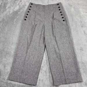 Club Monaco Pants Womens 10 Gray Sybill Wool Blend Cropped Wide Leg Preppy - Picture 1 of 13