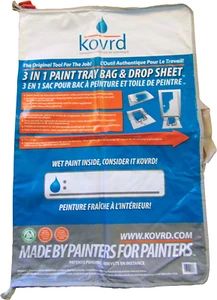 Kovrd 2-In-1 Reusable Paint Tray Storage Bag and 39” X 29” Drop Cloth, Keep Brus - Picture 1 of 12