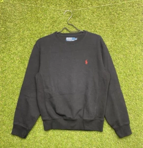 Polo Ralph Lauren Crewneck Sweatshirt Womens Small S/P Black Sweater Y2K Thick - Picture 1 of 11