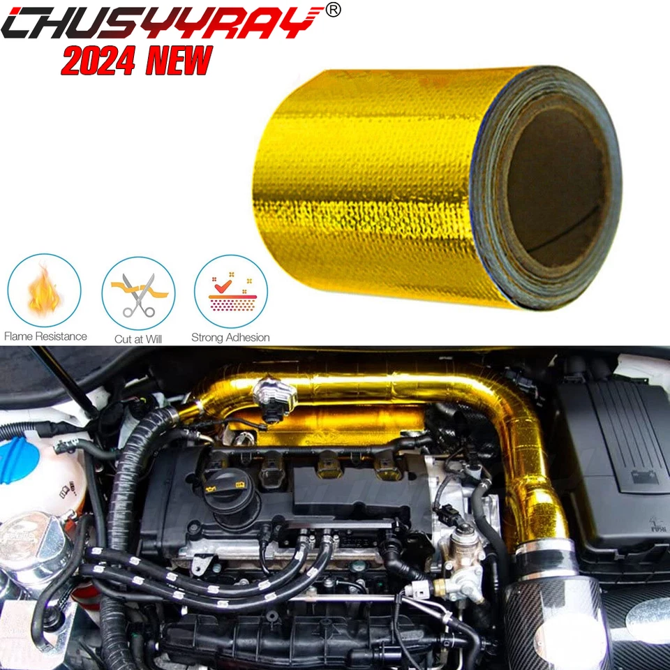 Exhaust Tape Heat Insulation Air Intake Thermal Shield Wrap Reflective Barrier - Image 1 of 4