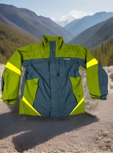 Columbia Interchange Bugaboo Omnitech Youth Jacket Green Gray Waterproof 14/16 - Picture 1 of 14