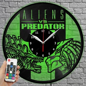 LED Clock Alien vs Predator Vinyl Record Wall Clock Led Light Wall Clock 1017 - Picture 1 of 11