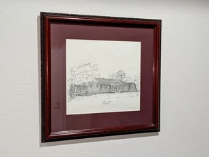 Gwen Davis Glenwood School Georgia Architecture Drawing Framed Signed 28/500 - Picture 1 of 6