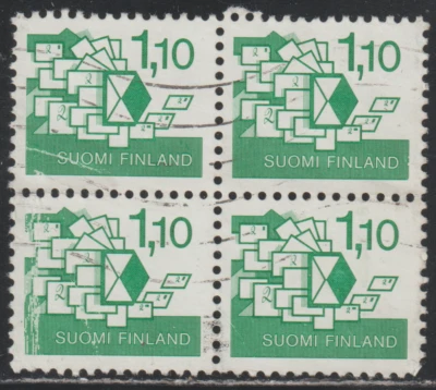 Finlandia 1984 SC# 689 - Cartas (tasa de segunda clase) Bloque de cuatro - Usado # 410 Foto 1 de 2